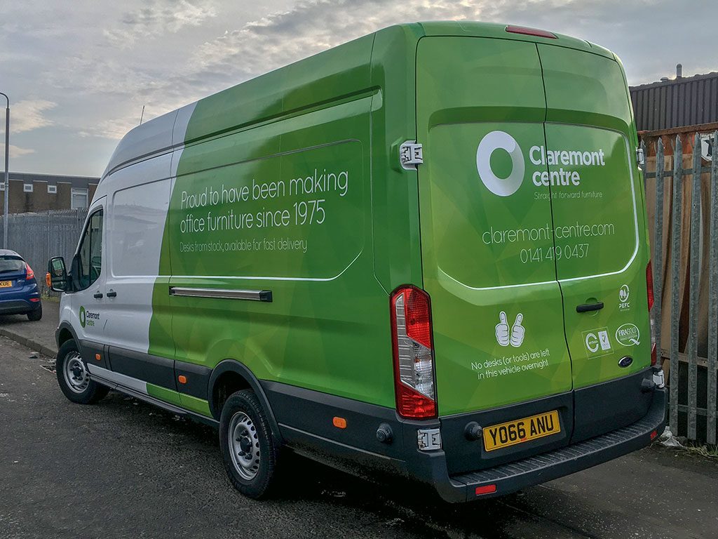 Large van with half green  half wrap design